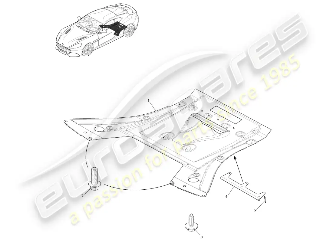 aston martin vanquish (2014) rear undertray, coupe parts diagram