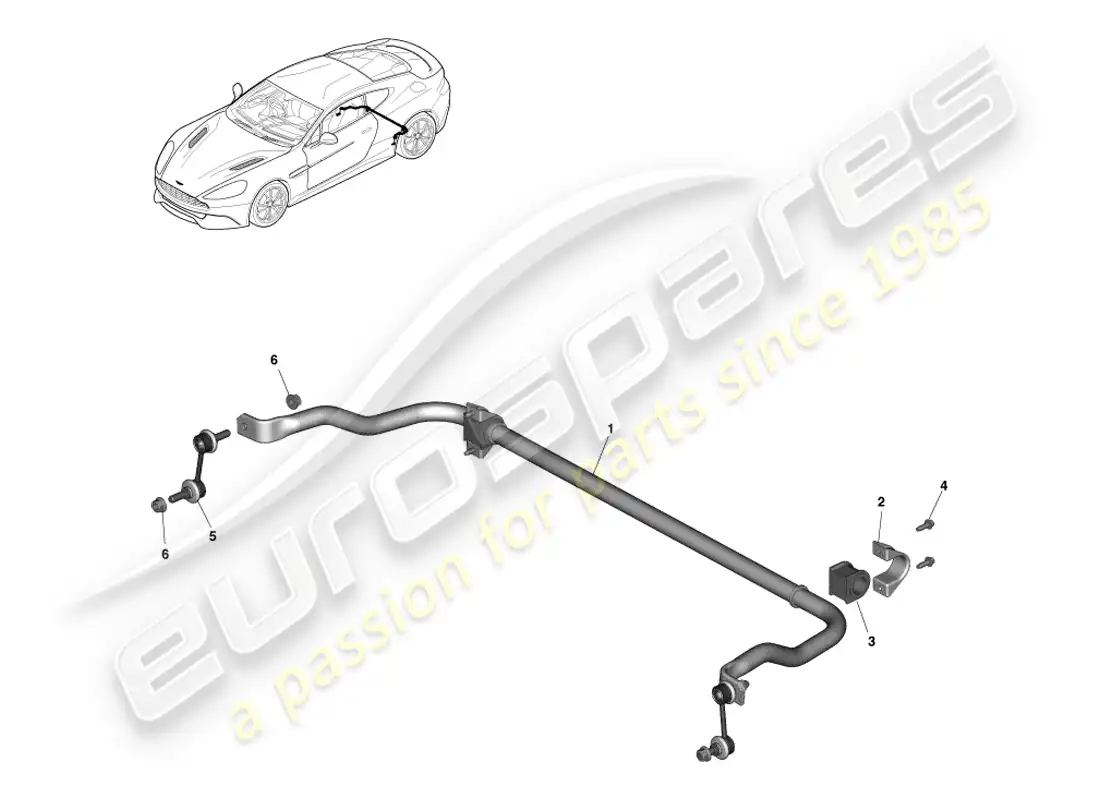 aston martin vanquish (2013) rear stabiliser bar parts diagram