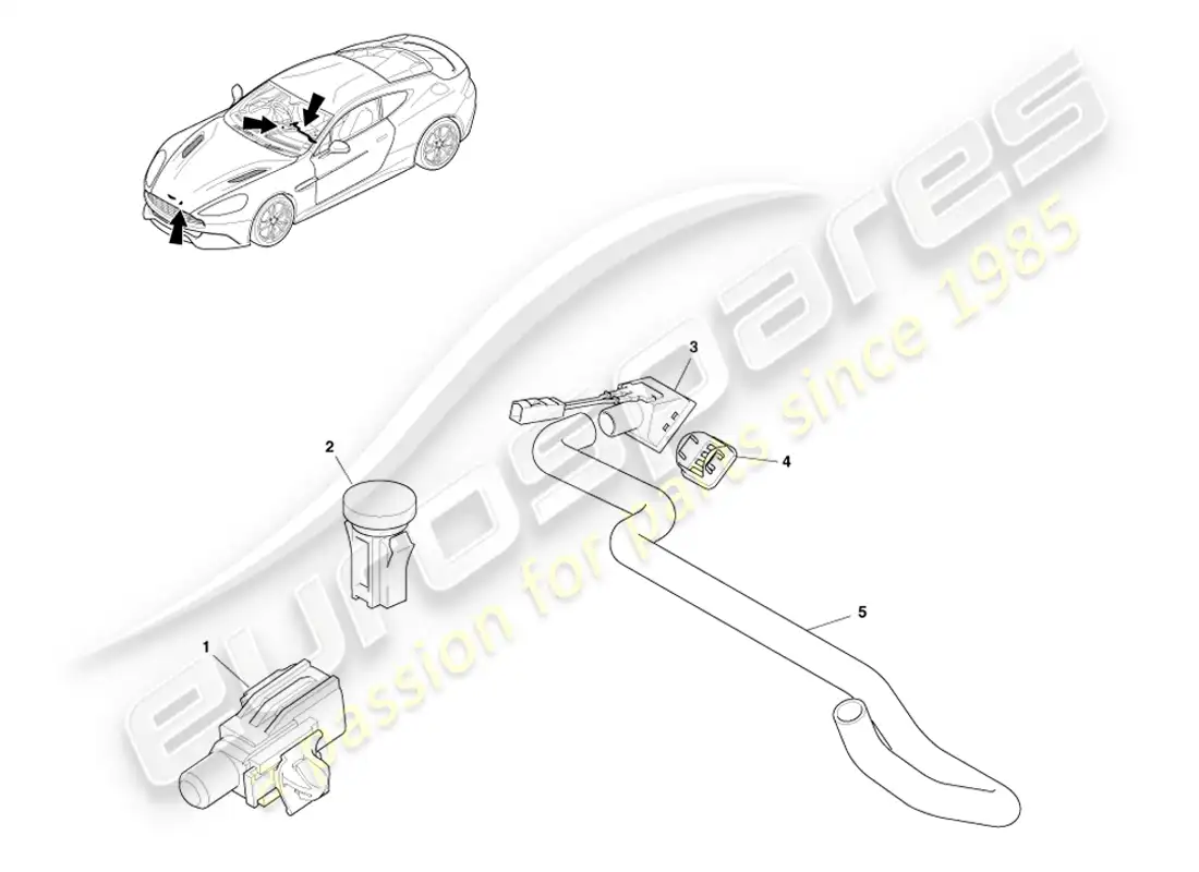 aston martin vanquish (2014) sensors parts diagram