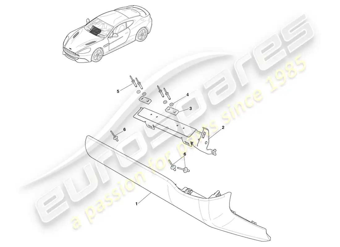aston martin vanquish (2014) passenger lower panel parts diagram