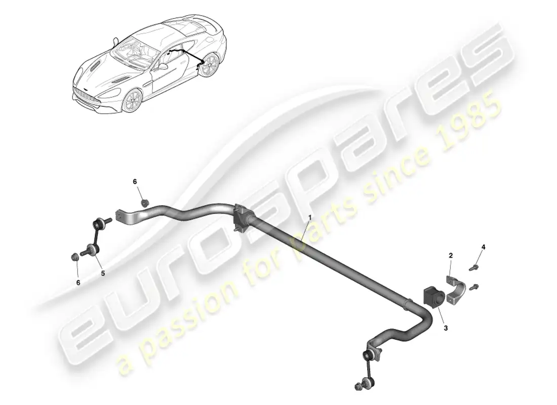 aston martin vanquish (2014) rear stabiliser bar parts diagram