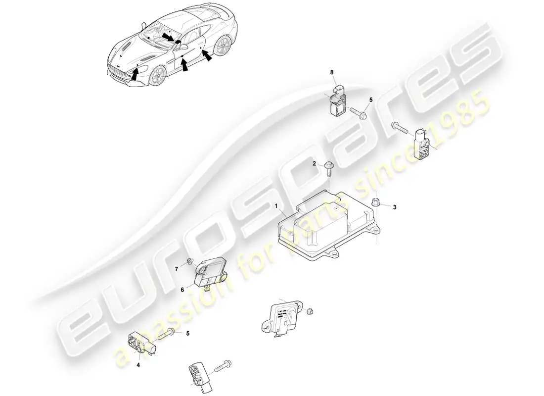 aston martin vanquish (2014) restraint electronics parts diagram