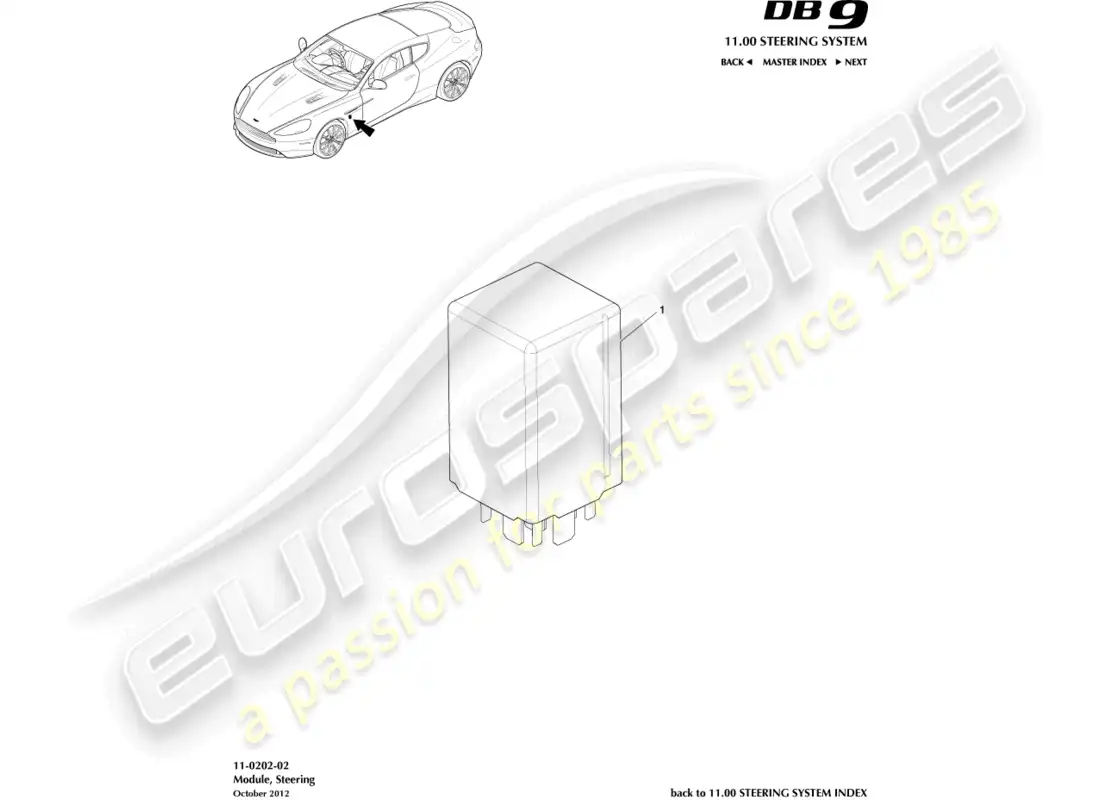 aston martin db9 (2015) steering module parts diagram