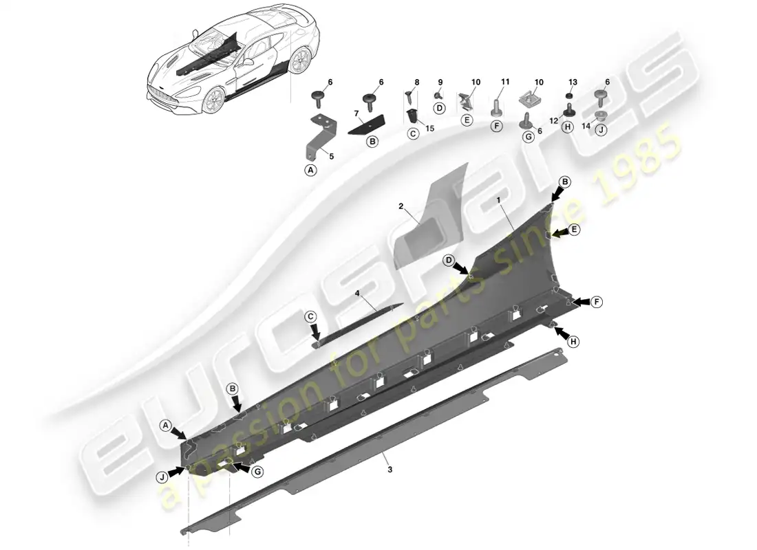 aston martin vanquish (2013) lower exterior finishers parts diagram