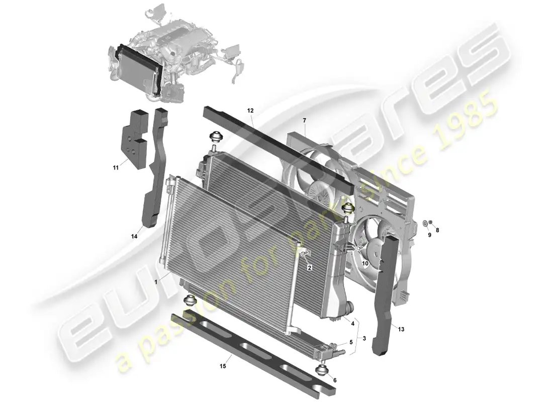 aston martin vanquish (2014) engine cooling, line fit parts diagram