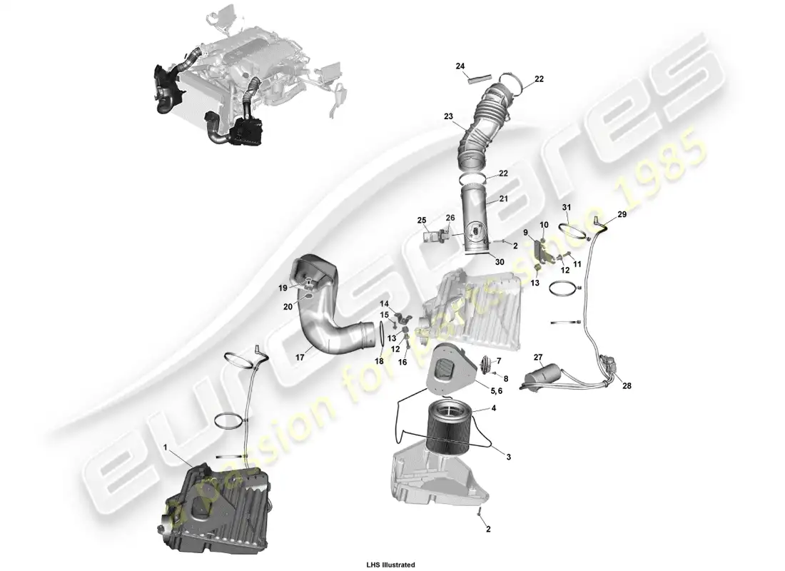aston martin vanquish (2014) air charging parts diagram