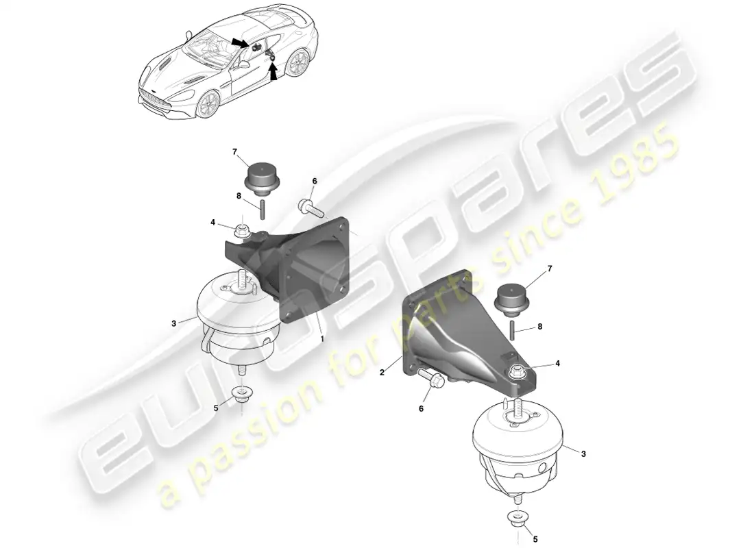 aston martin vanquish (2014) powertrain mountings parts diagram