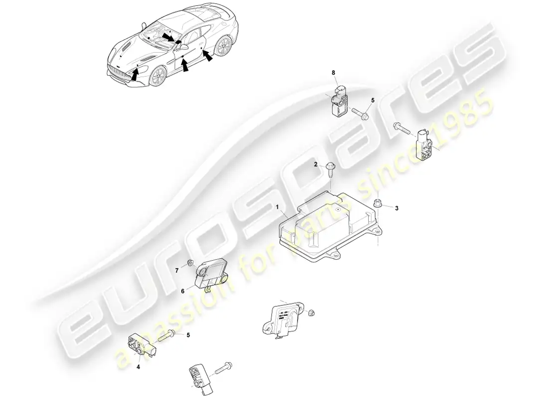 aston martin vanquish (2013) restraint electronics parts diagram