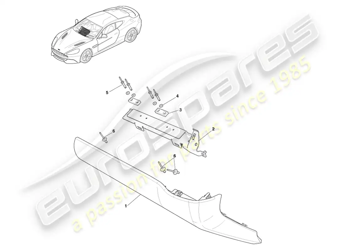 aston martin vanquish (2013) passenger lower panel parts diagram