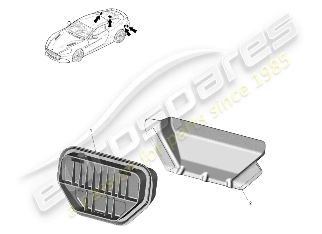 aston martin vanquish (2013) air extraction components parts diagram
