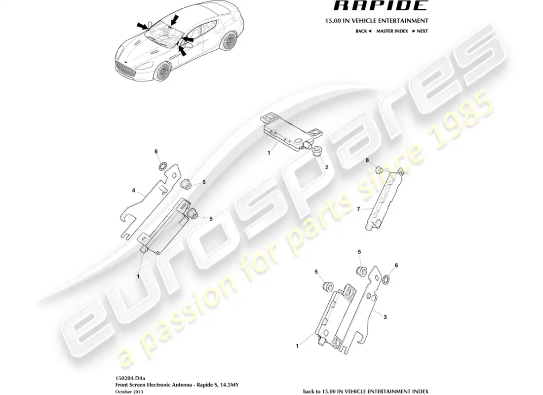 aston martin rapide (2017) electronic antenna, 14.5my on parts diagram