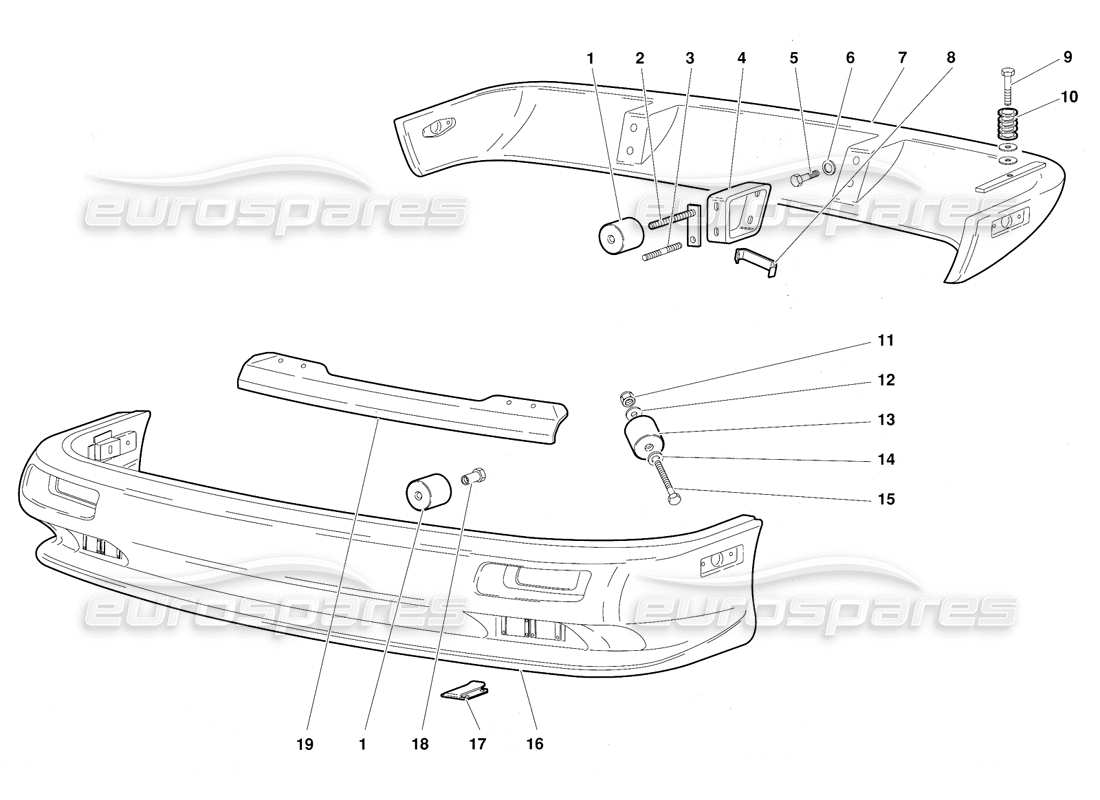 lamborghini diablo (1991) bumpers (valid for australia version - october 1991) parts diagram