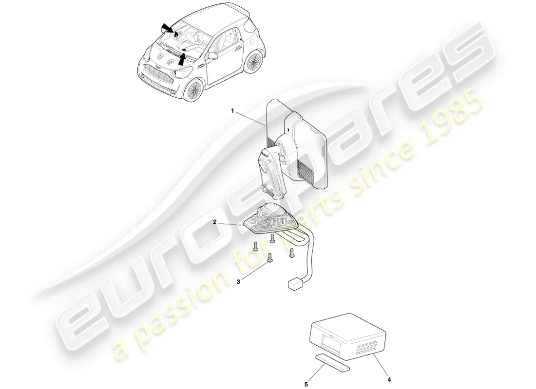 aston martin cygnet (2012) navigation display parts diagram