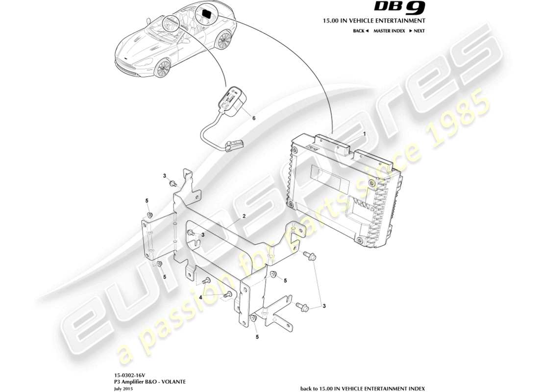 aston martin db9 (2015) p3 amplifiers, b&o, 16my, volante part diagram