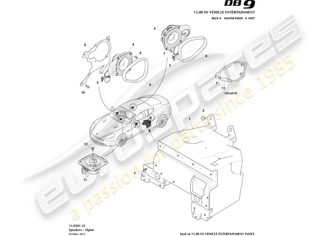aston martin db9 (2017) speakers, alpine parts diagram