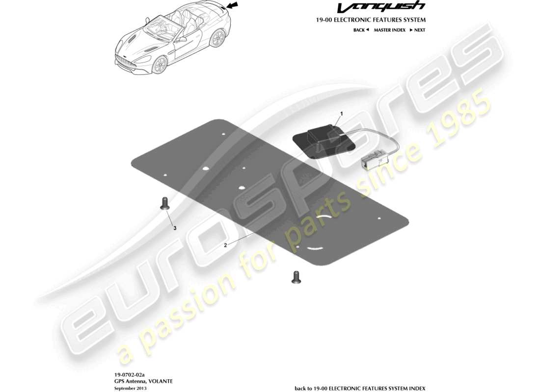 aston martin vanquish (2015) gps antenna, volante part diagram