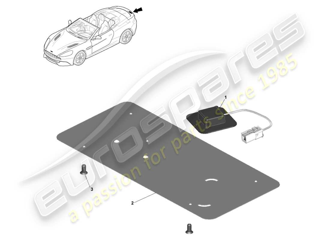 aston martin vanquish (2013) gps antenna, volante part diagram