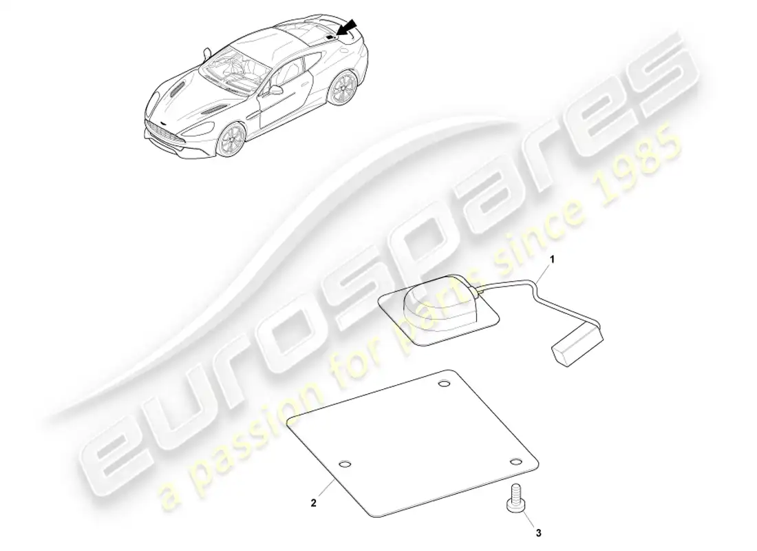 aston martin vanquish (2014) gps antenna, coupe parts diagram