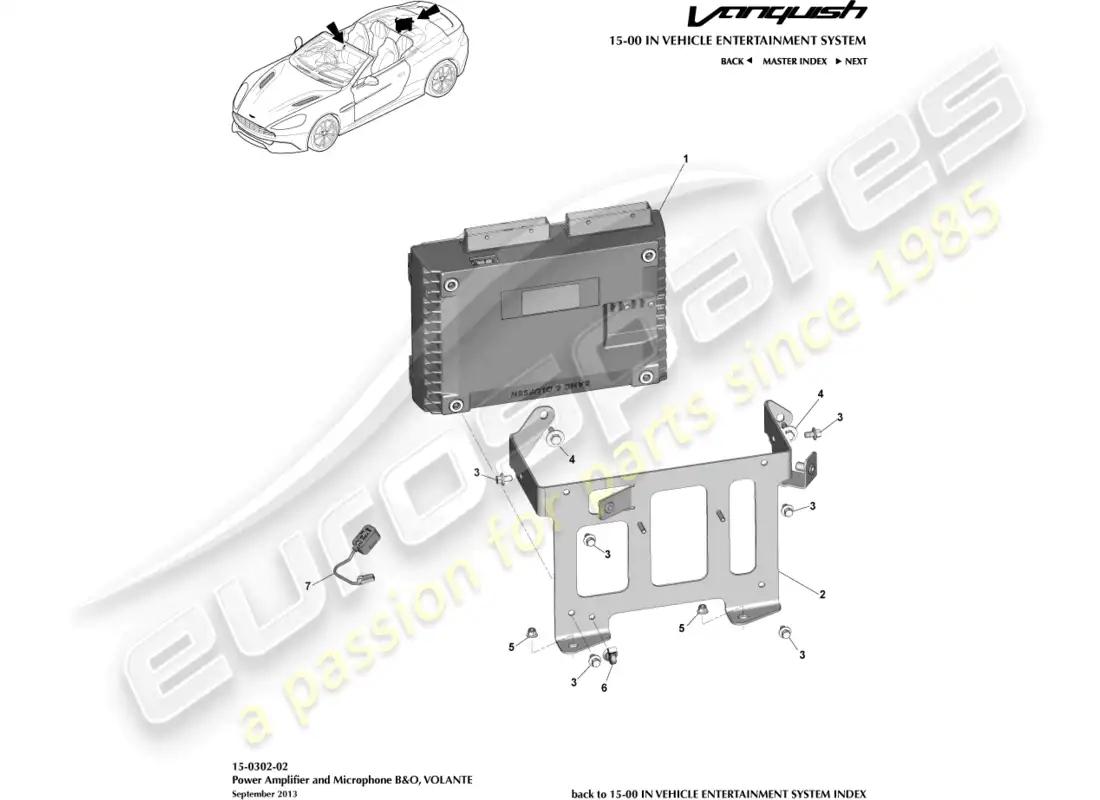 aston martin vanquish (2015) amplifiers, b&o, volante parts diagram