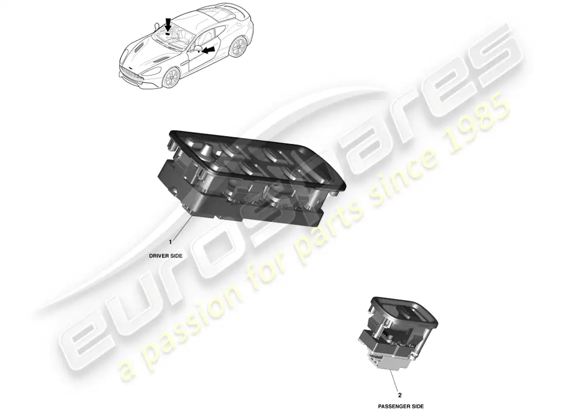 aston martin vanquish (2014) door mounted switches parts diagram