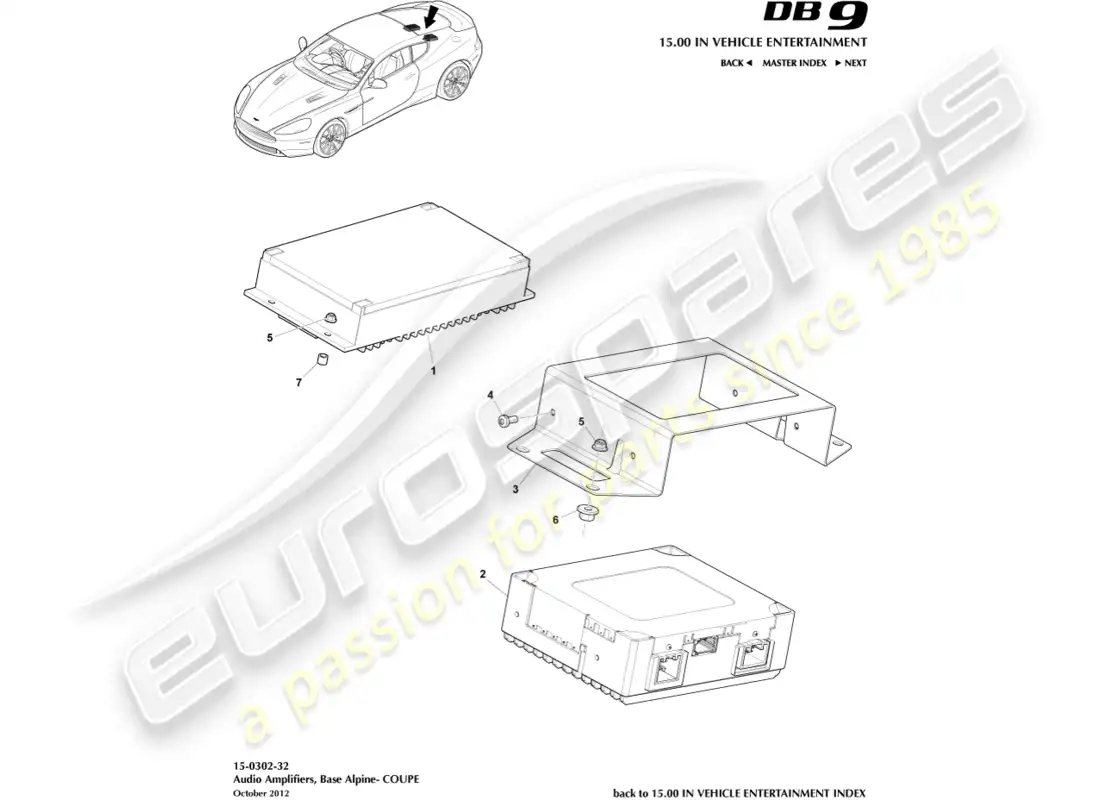 aston martin db9 (2013) amplifiers, alpine, coupe parts diagram