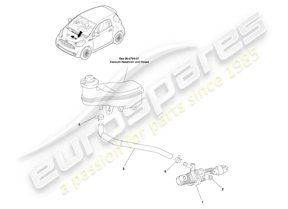 aston martin cygnet (2012) clutch master cylinder parts diagram