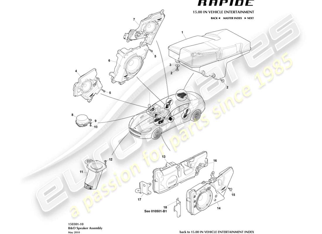 aston martin rapide (2014) speakers, b&o part diagram