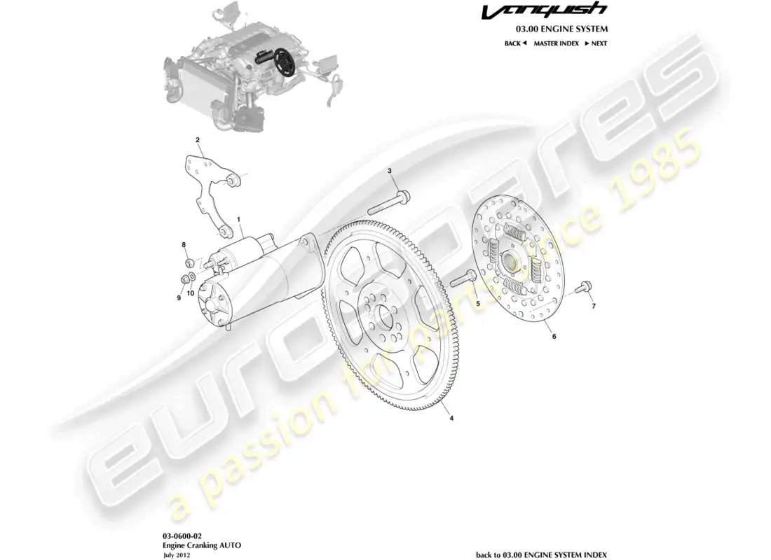aston martin vanquish (2016) engine cranking, auto parts diagram