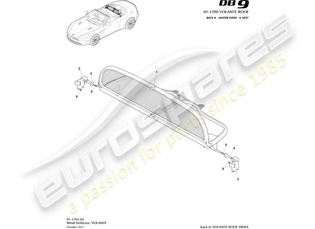 aston martin db9 (2017) wind deflector parts diagram