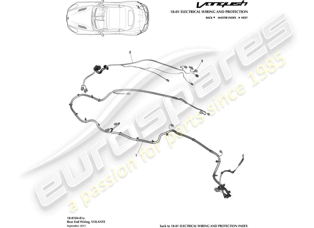 aston martin vanquish (2016) rear end harness, volante part diagram