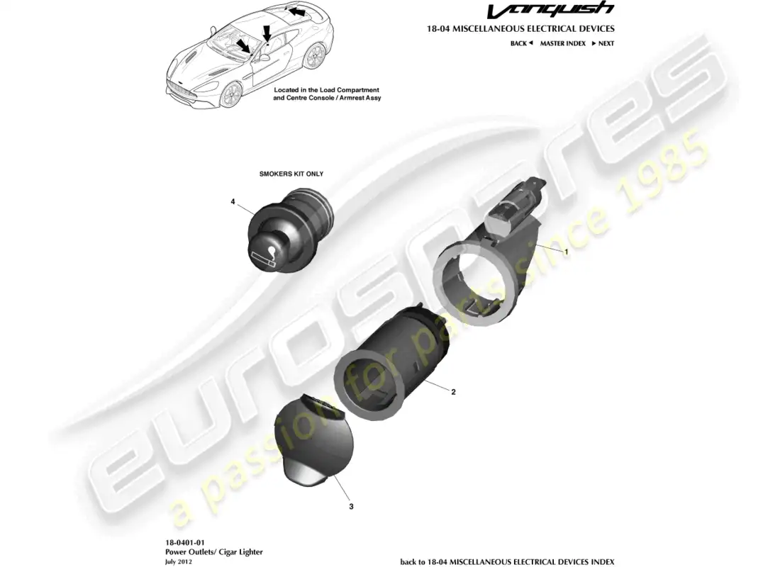 aston martin vanquish (2017) power socket parts diagram