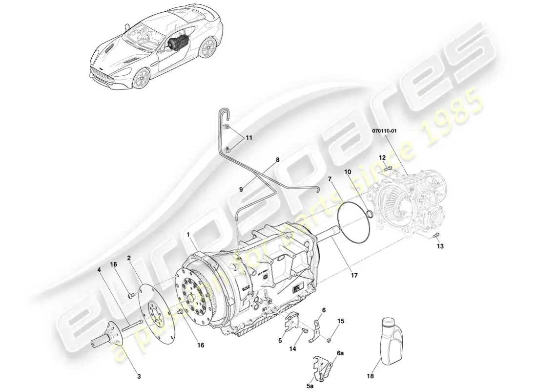 aston martin vanquish (2014) transmission, 8 spd parts diagram