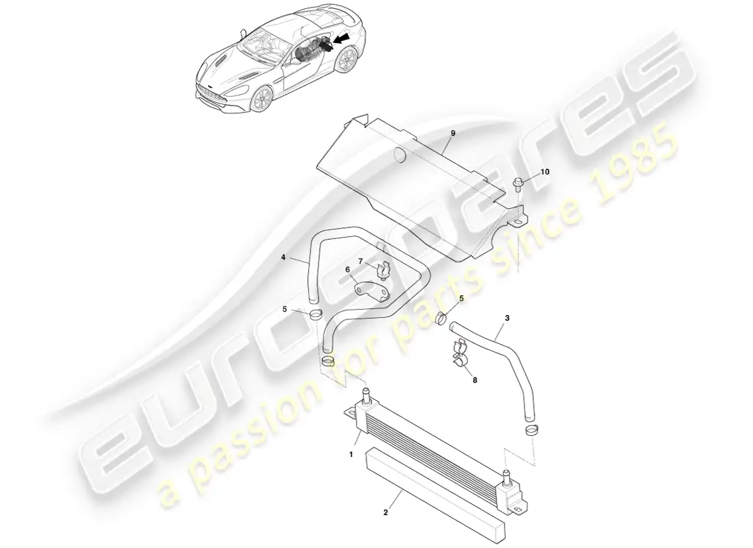 aston martin vanquish (2014) transmission oil cooler parts diagram