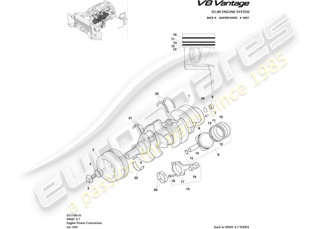 aston martin v8 vantage (2018) power conversion part diagram