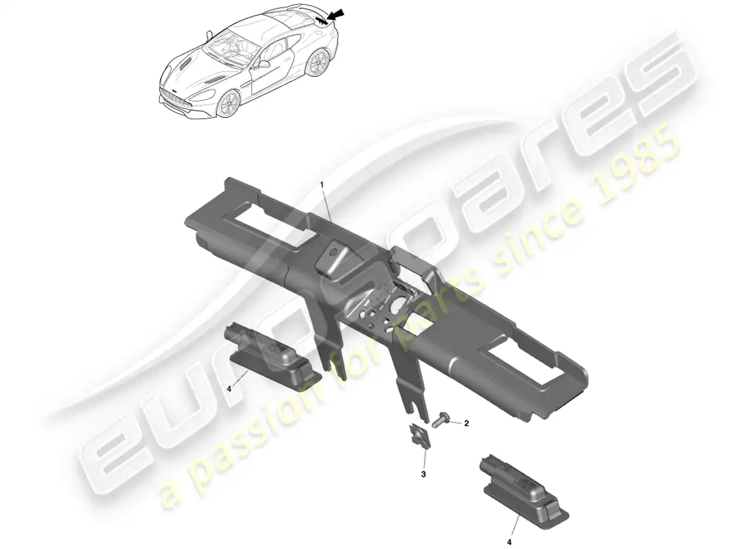 aston martin vanquish (2014) license plate lamps parts diagram