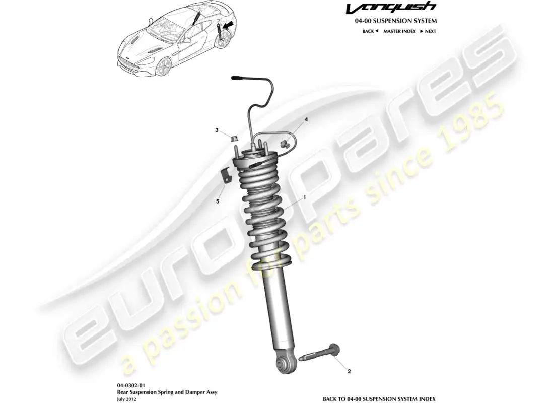 aston martin vanquish (2018) rear spring & damper parts diagram
