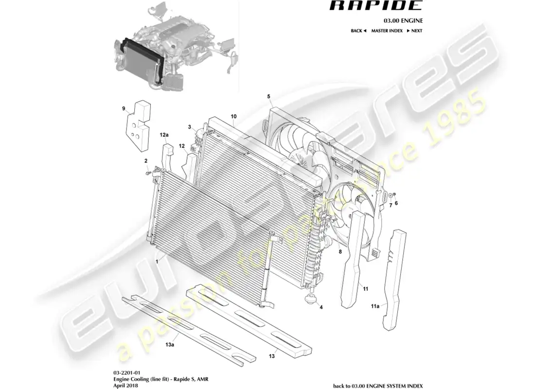 aston martin rapide (2013) engine cooling, line fit parts diagram