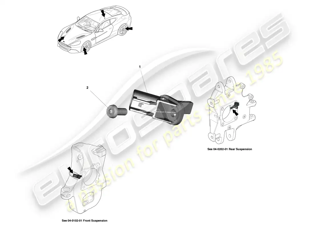 aston martin vanquish (2014) wheel speed sensors parts diagram