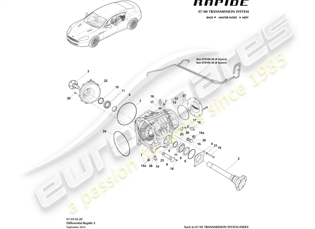 aston martin rapide (2018) differential, s parts diagram