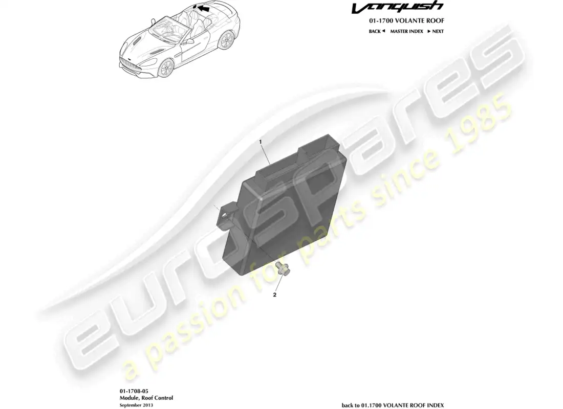 aston martin vanquish (2018) roof control module parts diagram