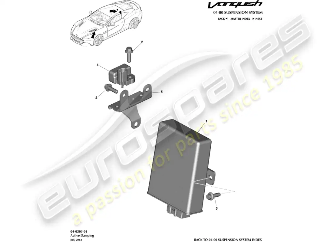 aston martin vanquish (2018) active damping module parts diagram