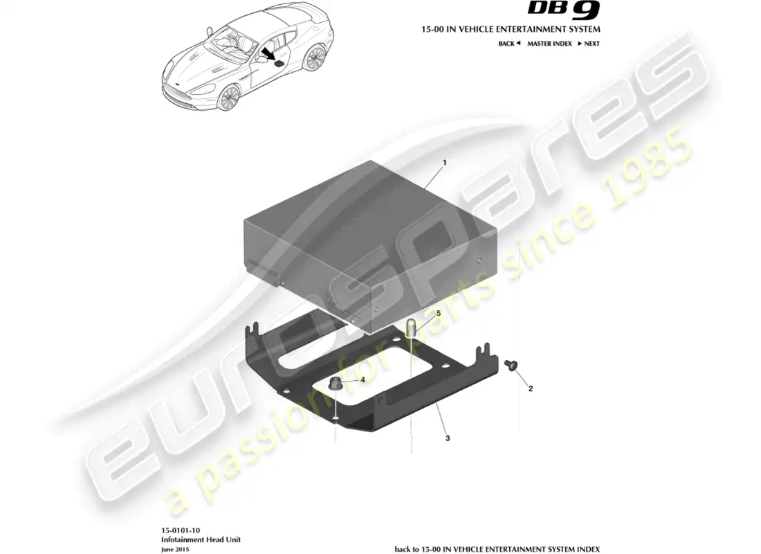 aston martin db9 (2016) ice control unit, 16my on parts diagram