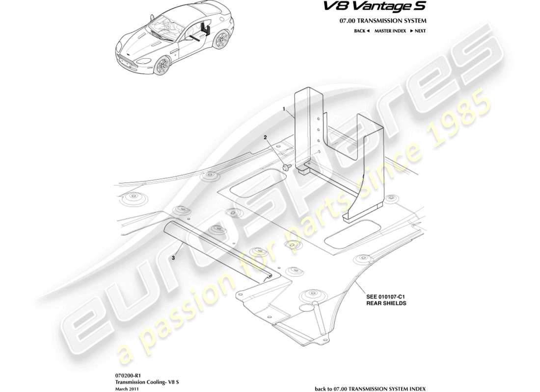 aston martin v8 vantage (2018) cooling duct part diagram