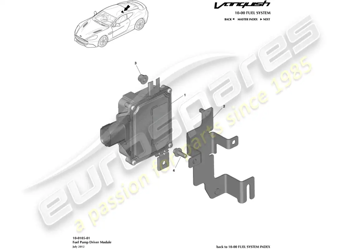 aston martin vanquish (2015) fuel pump module parts diagram
