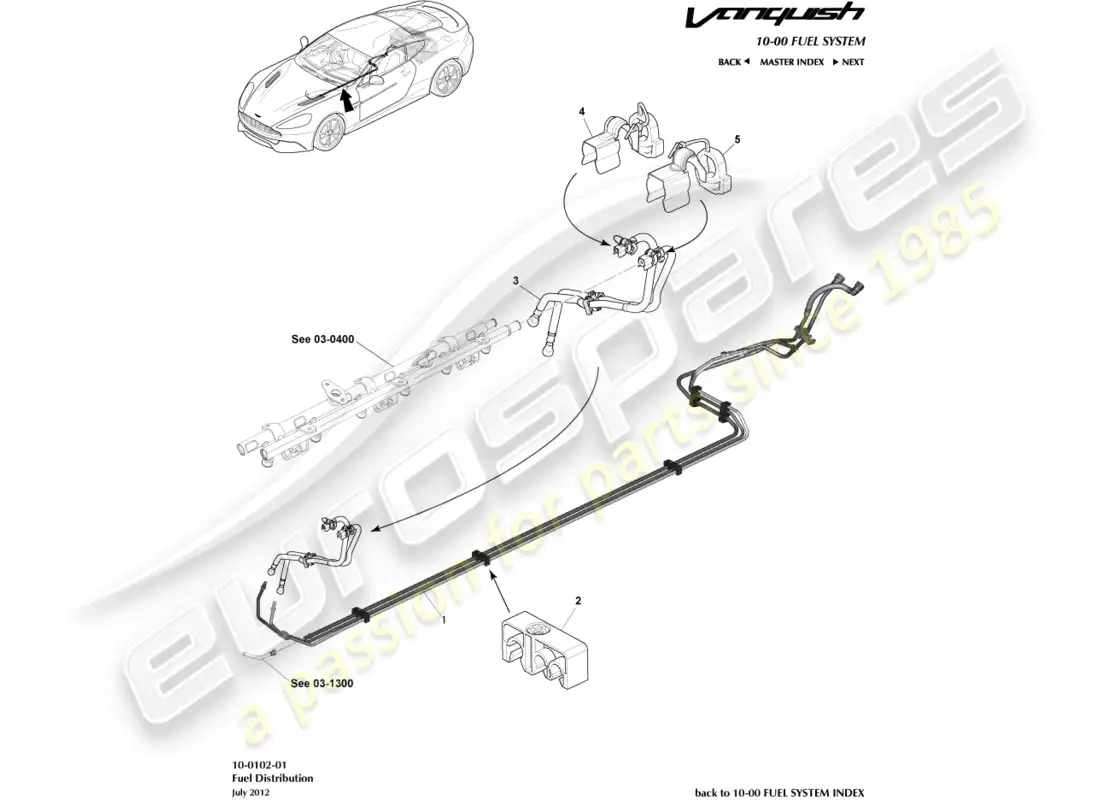 aston martin vanquish (2015) fuel distribution, to 15my parts diagram
