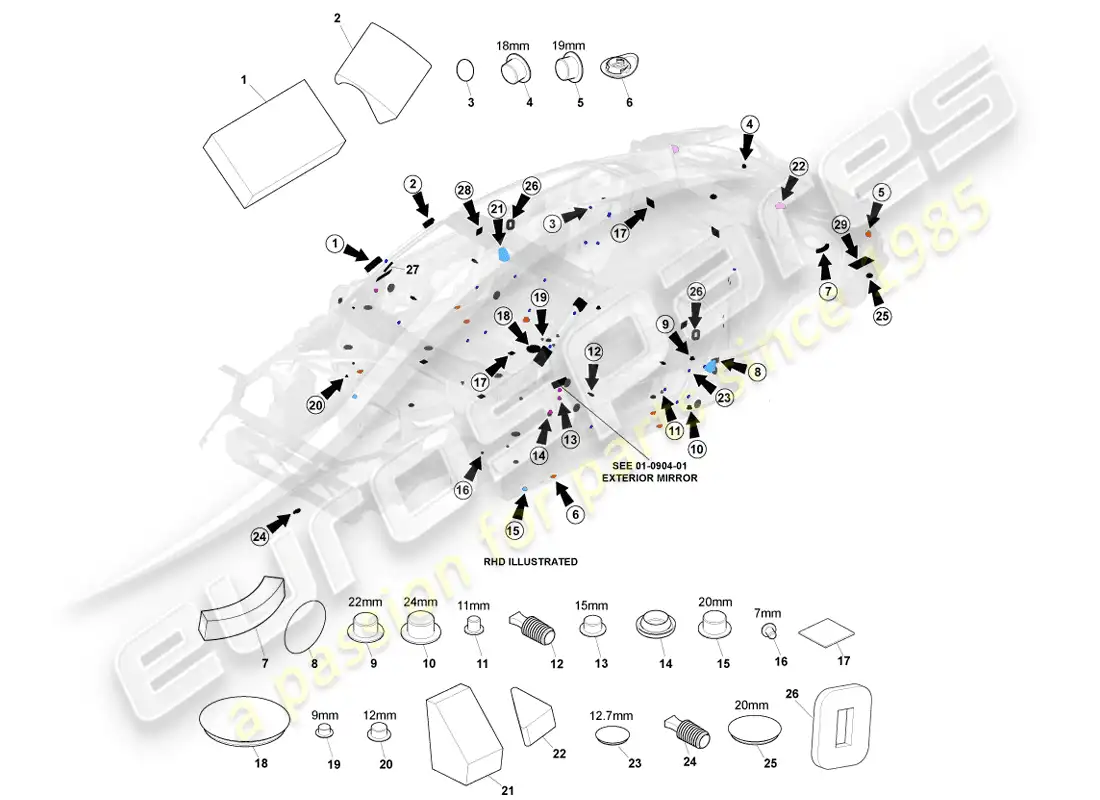 aston martin vanquish (2014) static sealing parts diagram