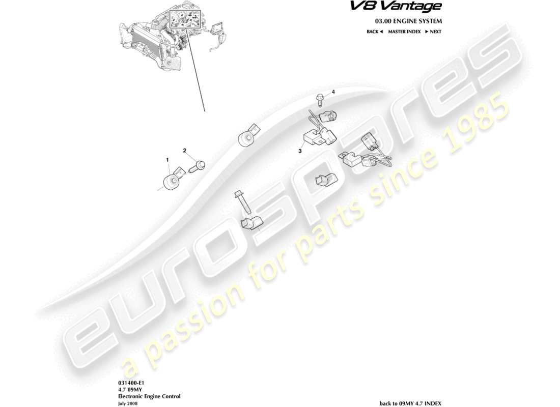 aston martin v8 vantage (2018) electronic engine control part diagram