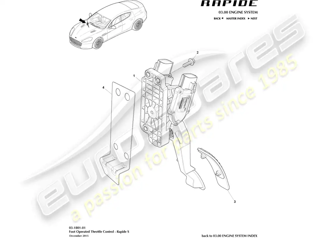 aston martin rapide (2012) throttle control parts diagram