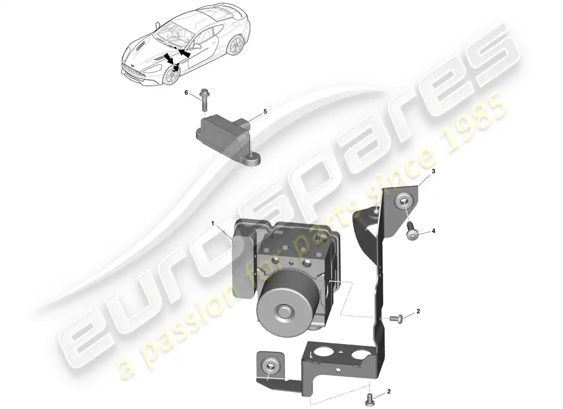 aston martin vanquish (2014) electronic brake module parts diagram
