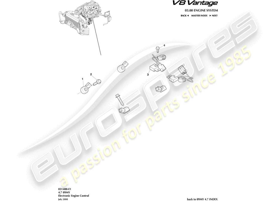 aston martin v8 vantage (2017) electronic engine control part diagram